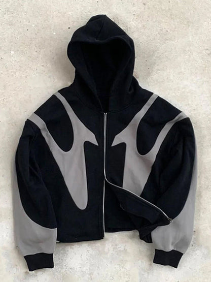 Männer Zweifarbiger Kapuzenpulli Zip-Up Hoodie Durchgehender - Eveloria