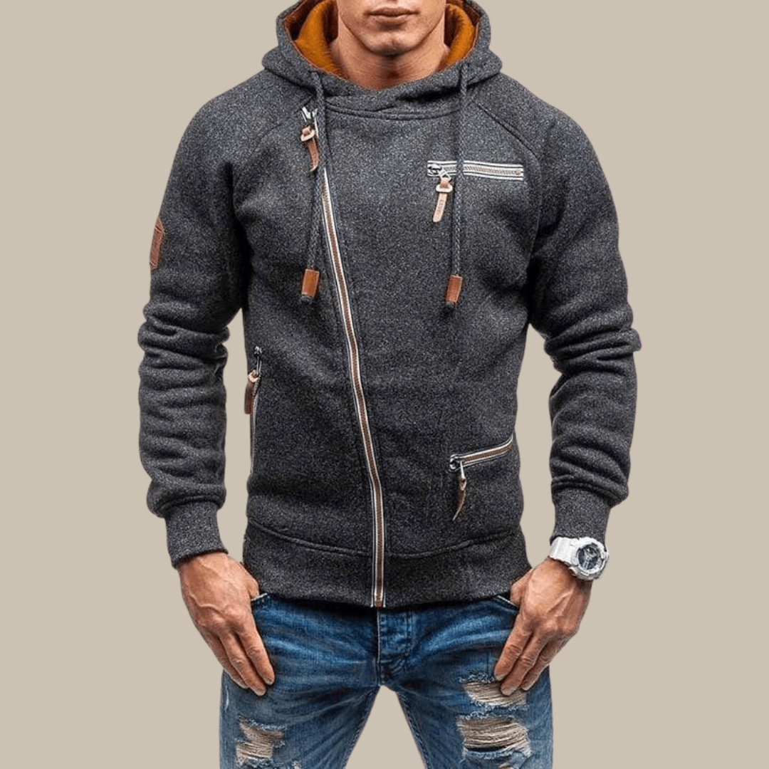 Herren Kapuzenjacke Warm Kordelzug Grau - Eveloria
