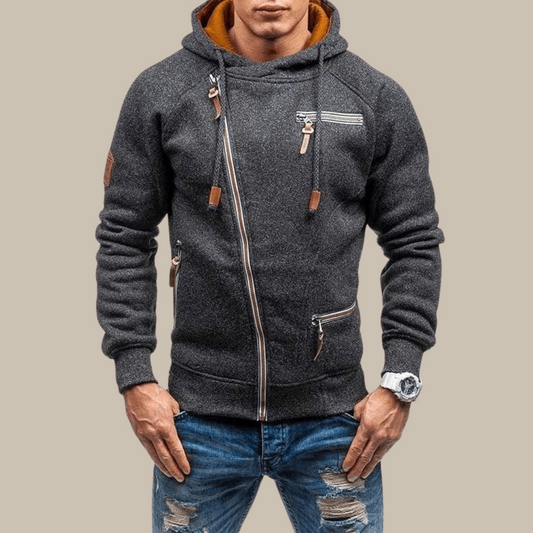 Herren Kapuzenjacke Warm Kordelzug Grau - Eveloria