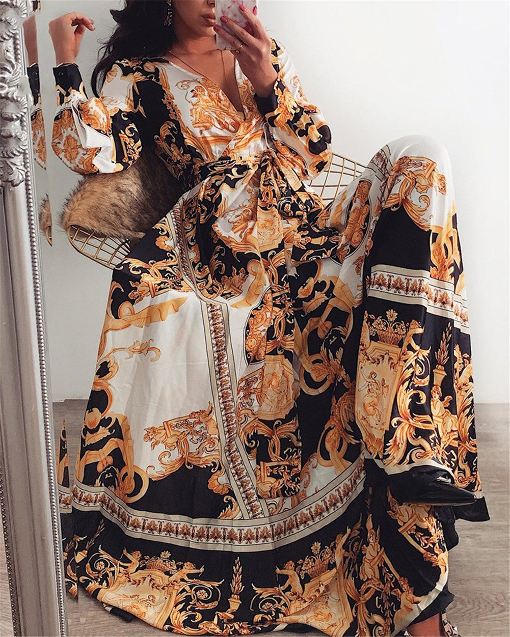 Eveloria Damenkleid Boho Schlitz