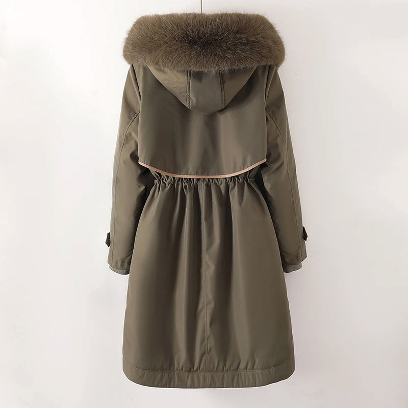 Damen Winterjacke Lange Kapuze Warm