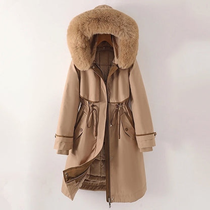 Damen Winterjacke Lange Kapuze Warm