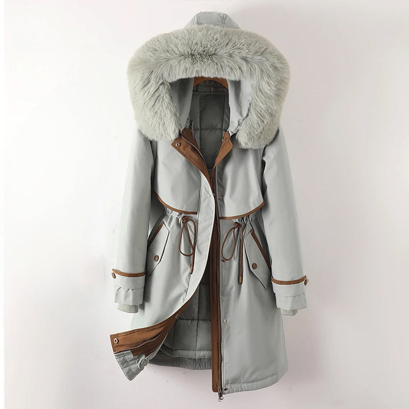 Damen Winterjacke Lange Kapuze Warm