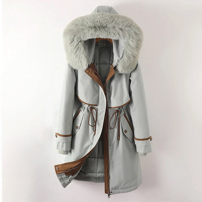 Damen Winterjacke Lange Kapuze Warm