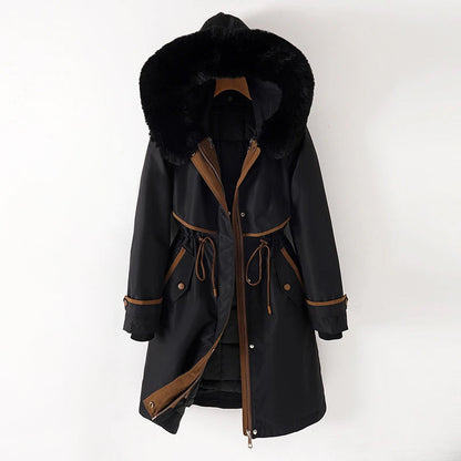 Damen Winterjacke Lange Kapuze Warm