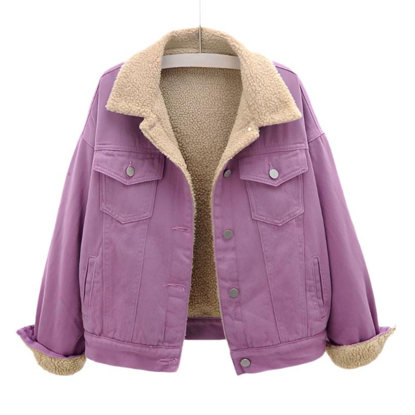 Damen Winterjacke Knopfleiste Schwarz - Eveloria