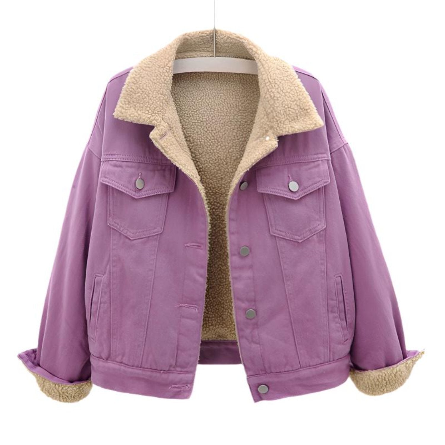 Damen Winterjacke Knopfleiste Schwarz - Eveloria