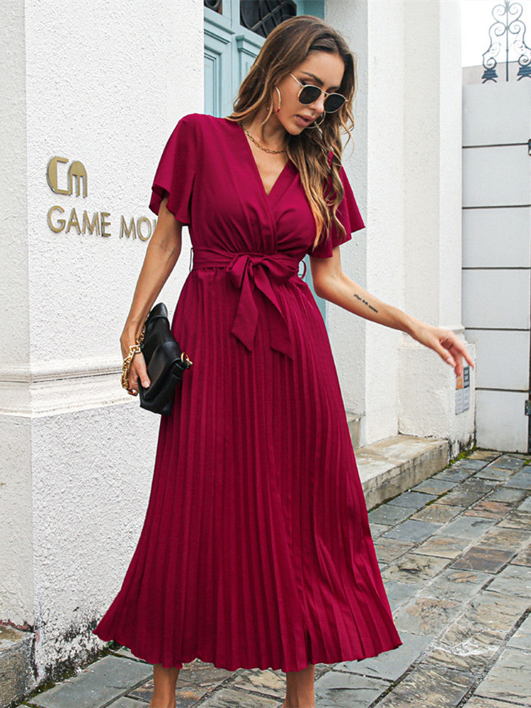 Damen Plissee Kleid Elegantes Frauenkleid mit Bewegungsfreiheit