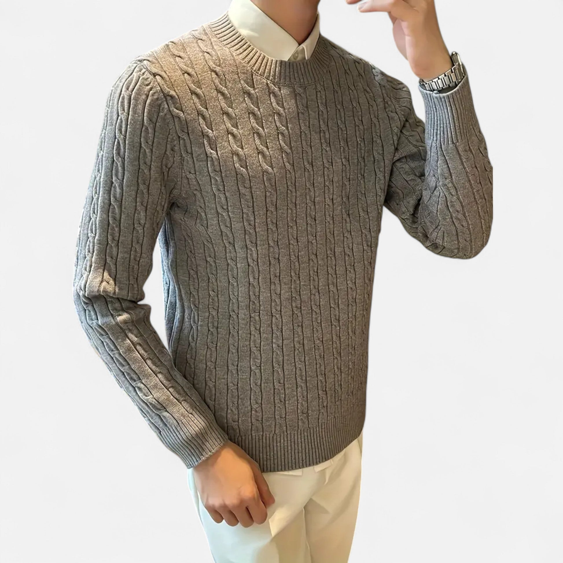Zopfmusterpullover – Klassisch – Langarm – Strickpullover – Herrenpullover-Chaps Herrenmode