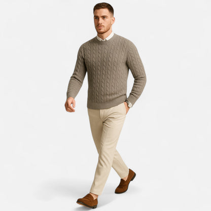 Zopfmusterpullover – Klassisch – Langarm – Strickpullover – Herrenpullover-Chaps Herrenmode