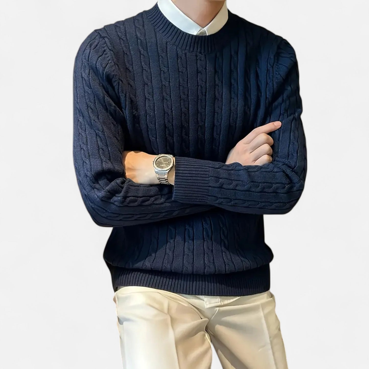 Herren Strickpullover Langarm Zopfmuster Klassisch - Eveloria