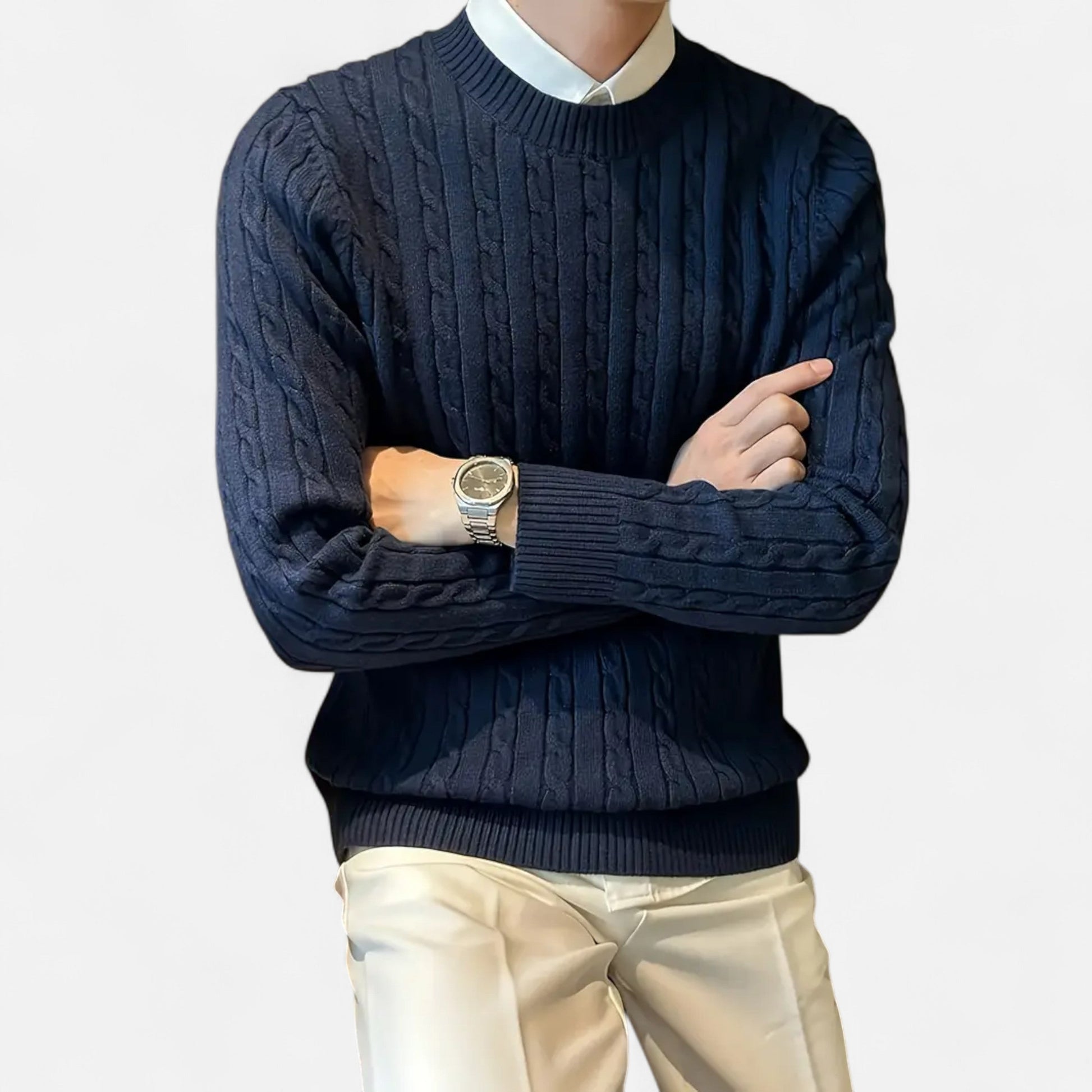 Herren Strickpullover Langarm Zopfmuster Klassisch - Eveloria