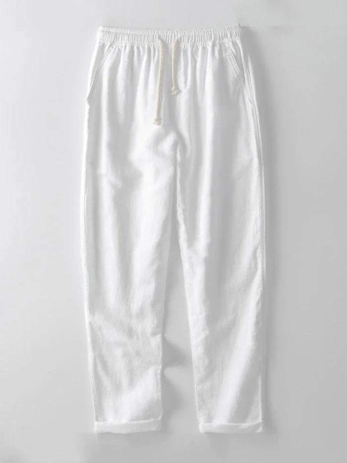 Zweiteiler | Kurzarm | Knopfleiste | Leinenkleidung | Leinenhose für Herren-Chaps Herrenmode