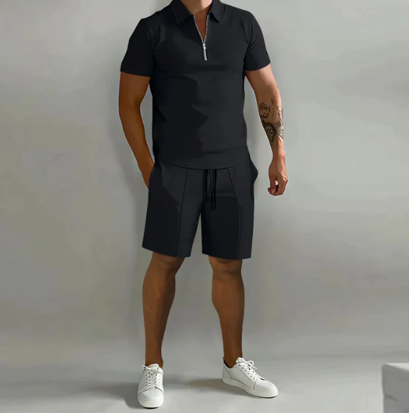 Herren Poloshirt Kurzarm Zweiteiler Shorts Set - Eveloria