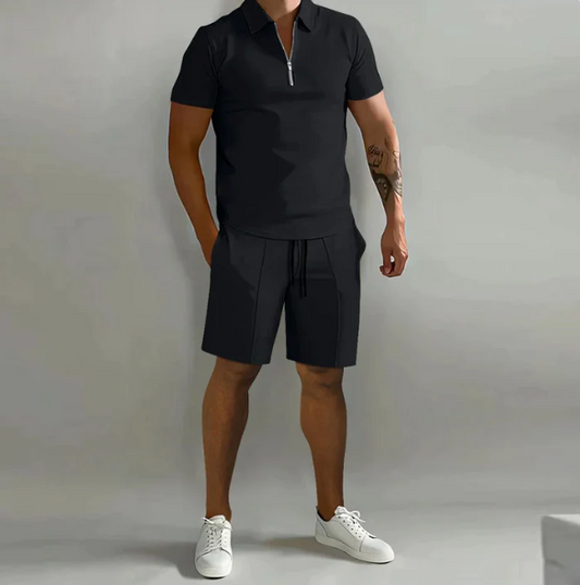 Herren Poloshirt Kurzarm Zweiteiler Shorts Set - Eveloria