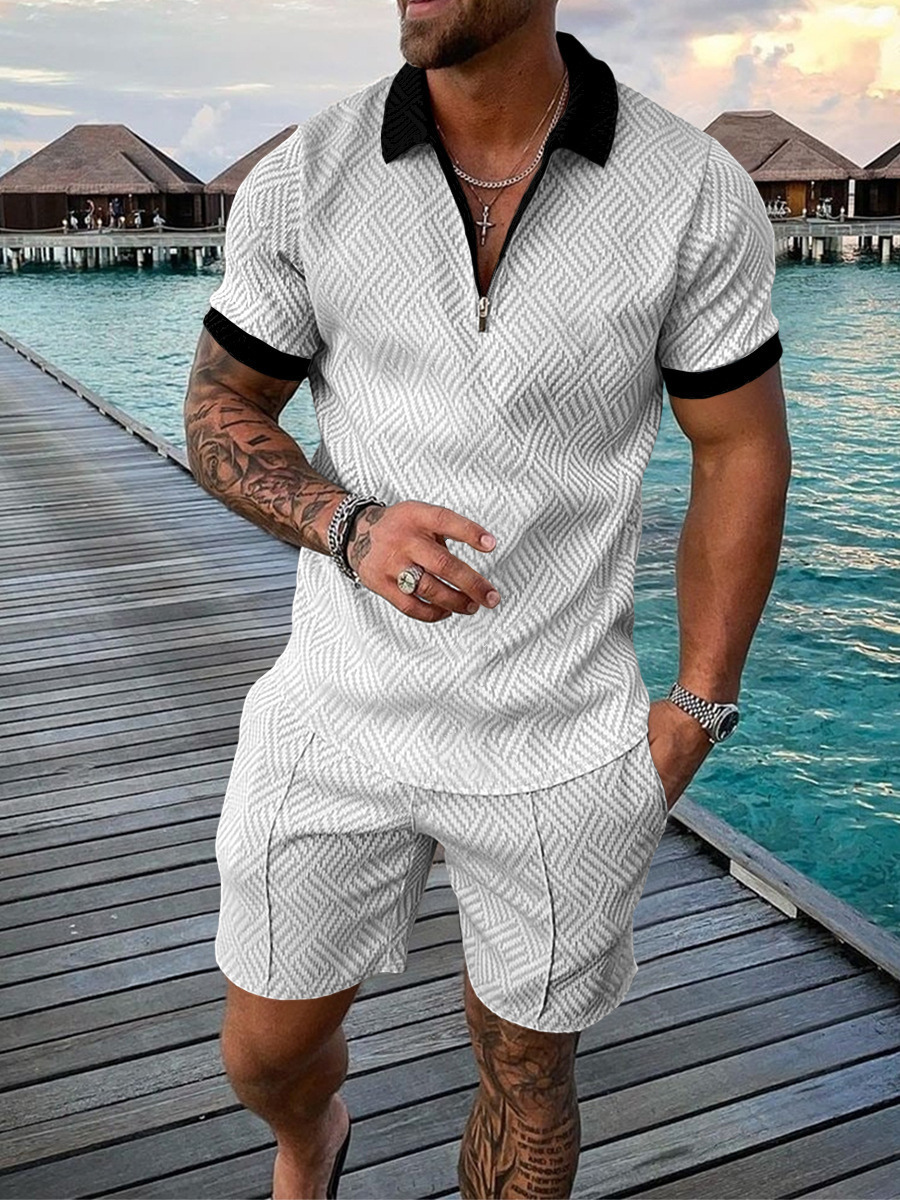 Herren Sommer-Polohemd Shorts Set Zweiteiler - Eveloria