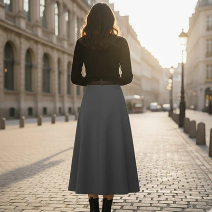 Damen A-Linie Midi-Rock Plissiert mit Gürtel