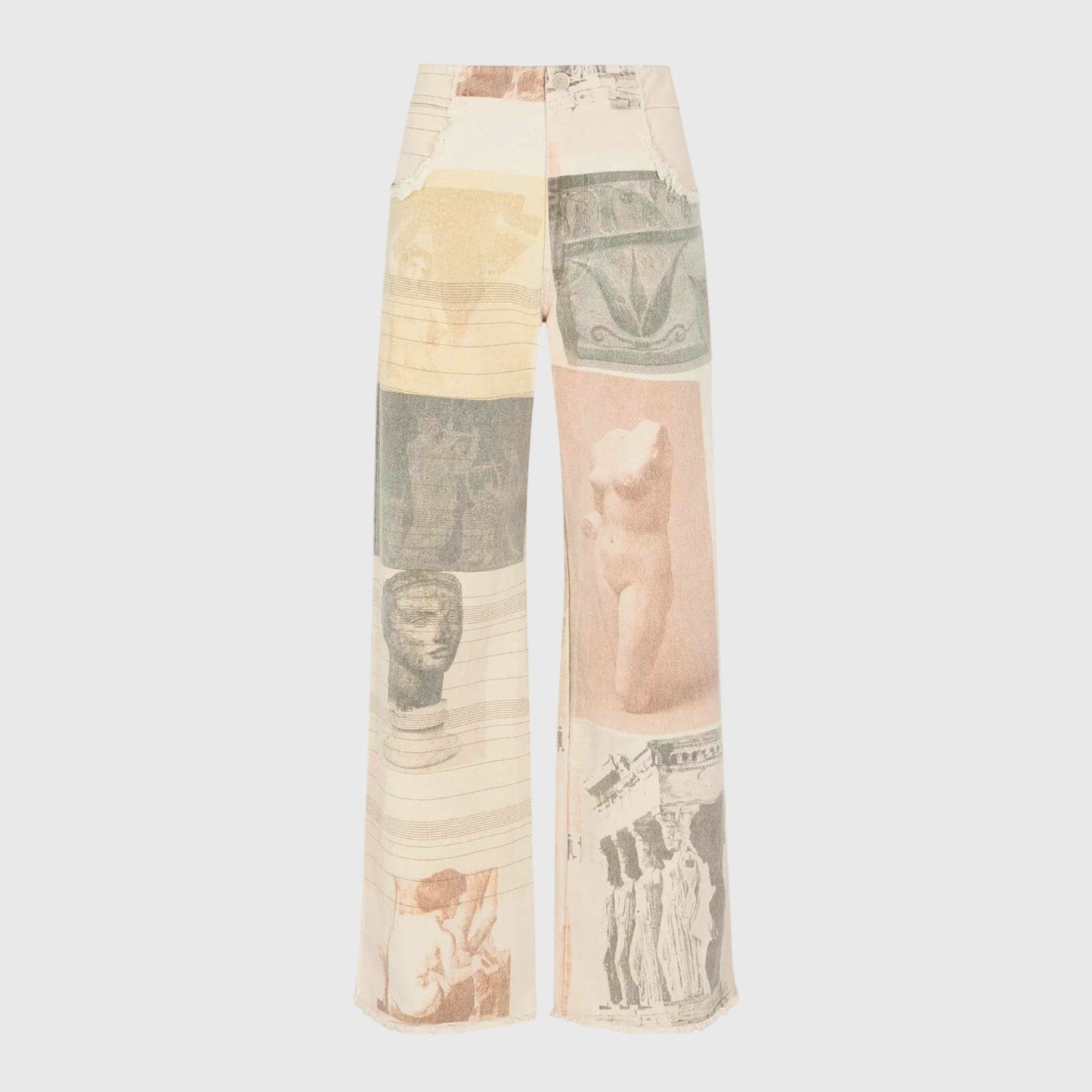 Damen Vintage-Jeans Hohe Taille Mit Print
