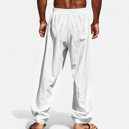 Herren Leinenhose Lockerer Schnitt Elastischer Bund Beige