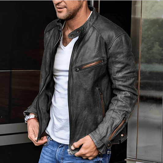 Eveloria Herren Lederjacke Schwarz Stylisch - Eveloria