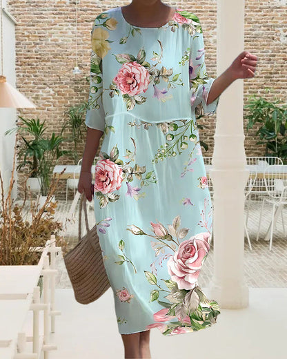 Eveloria Damen Kleid Bauchkassierend Floral