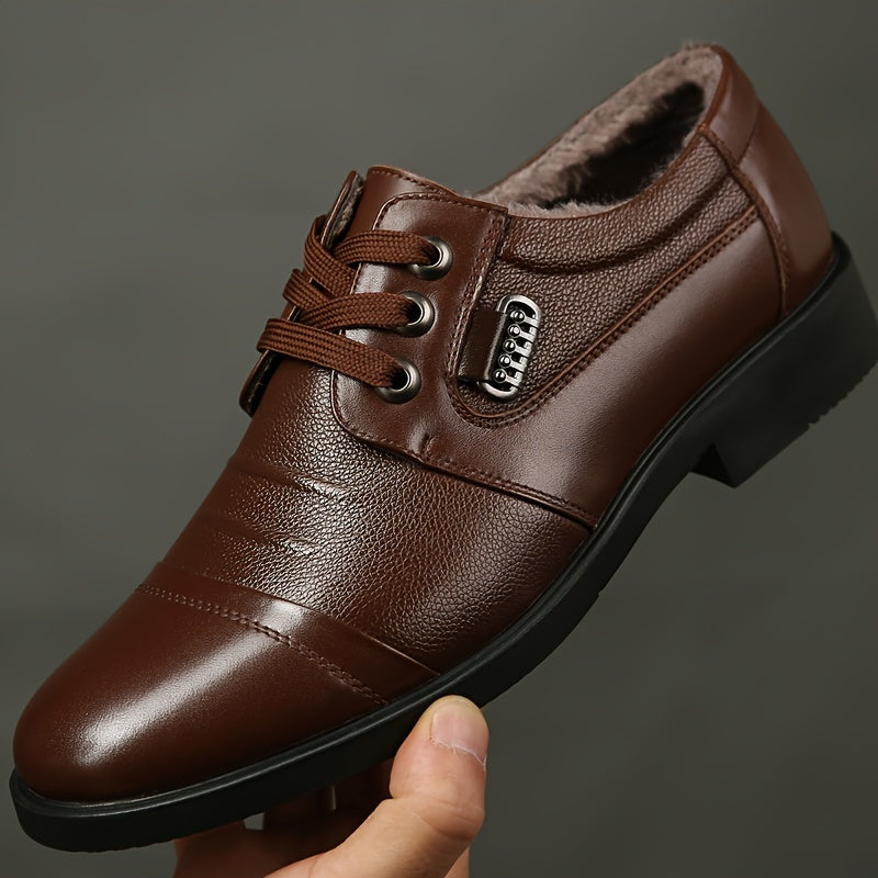 Havren Herren Business Winterschuhe Schnürung Warmfutter Schwarz - Eveloria