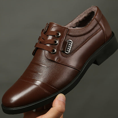 Havren Herren Business Winterschuhe Schnürung Warmfutter Schwarz - Eveloria