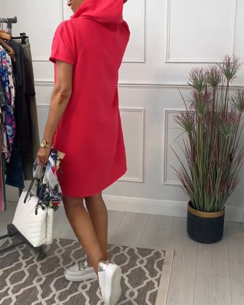 Eveloria Damen Freizeitkleid Kurzärmelig Mit Kapuze