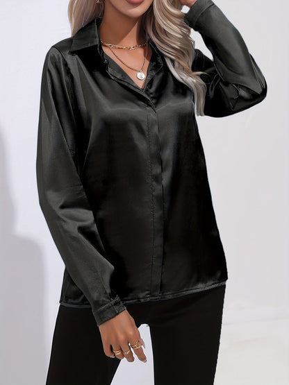 Elegante Damen Satin Bluse für Herbst