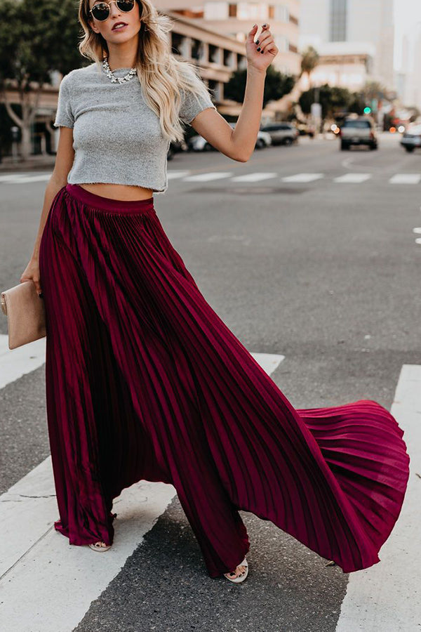 Eveloria Damen Maxi Rock Plissiert