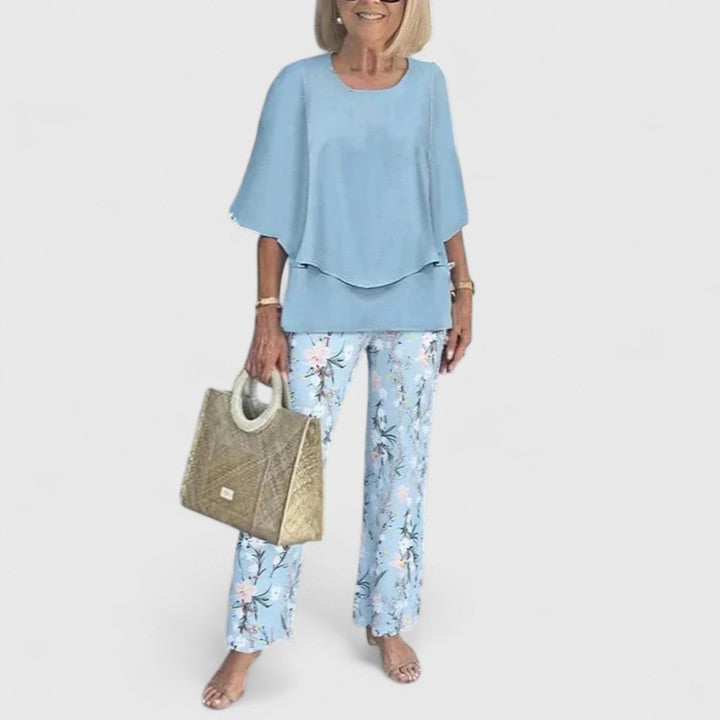 Damen Bedrucktes Hosen Set Zweiteiler