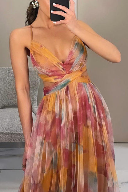 Damen Maxi-Kleid Falten-Design