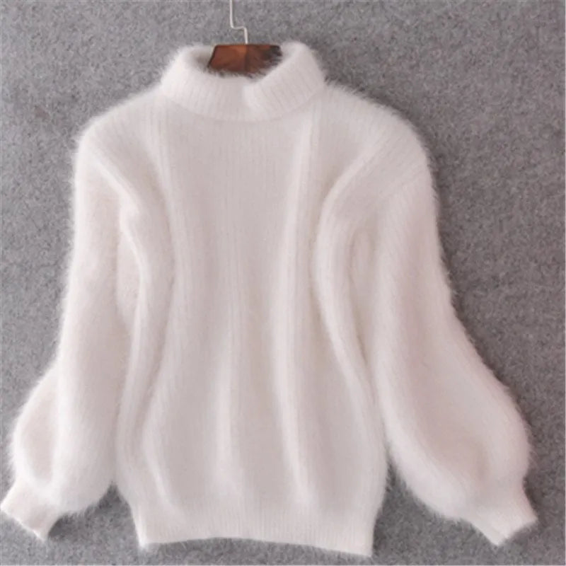 Eveloria Damen Strickpullover Kashmir Gefühl Hochkragen