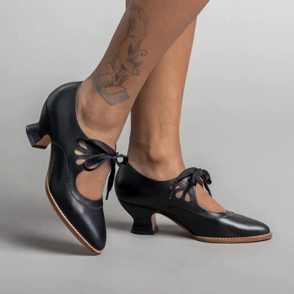 Damen High Heels Schnürschuhe Vintage Stil