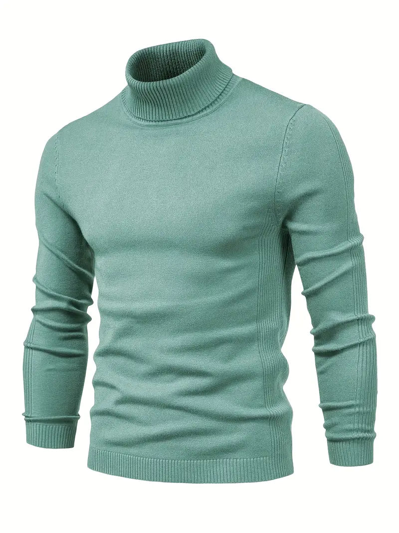 Herren Rollkragenpullover Slim Fit Langarm Strick