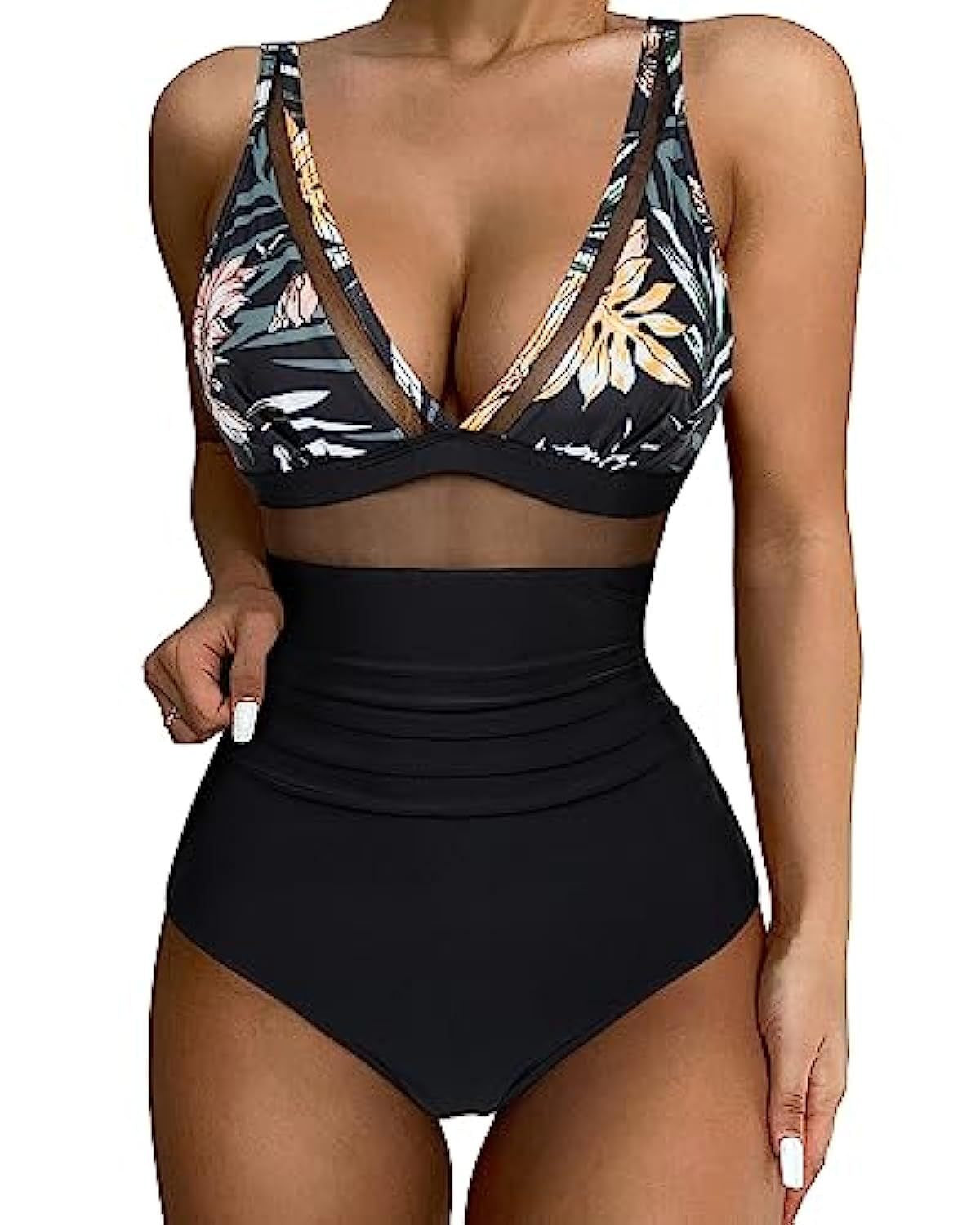 Eveloria Damen Einteiliger Badeanzug Hohe Taille