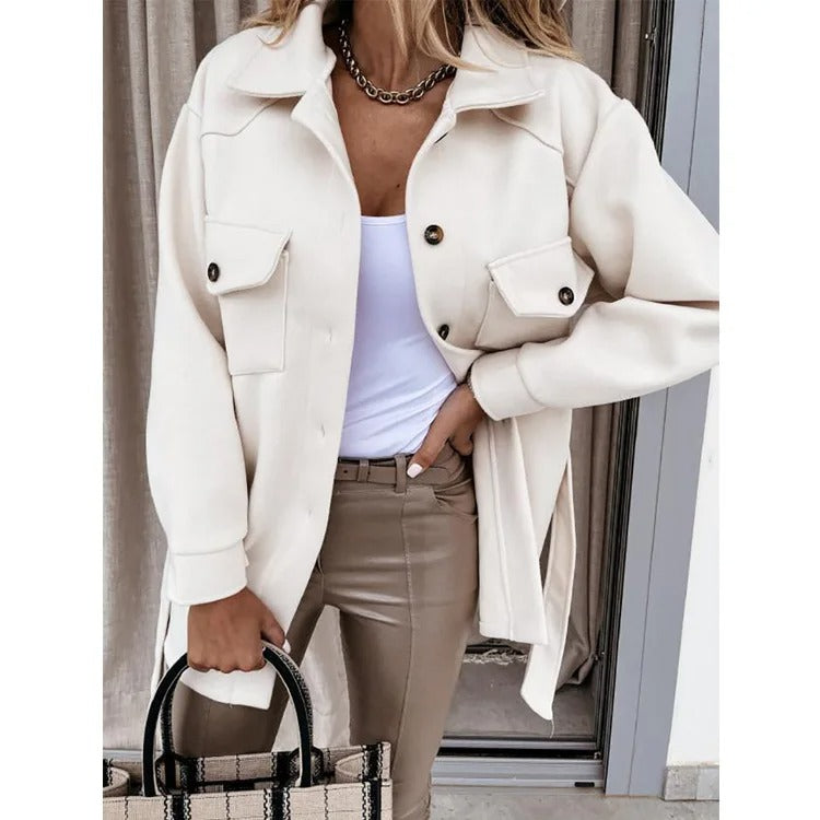 Damen Sommerjacke Leichtes Woll Langjacke