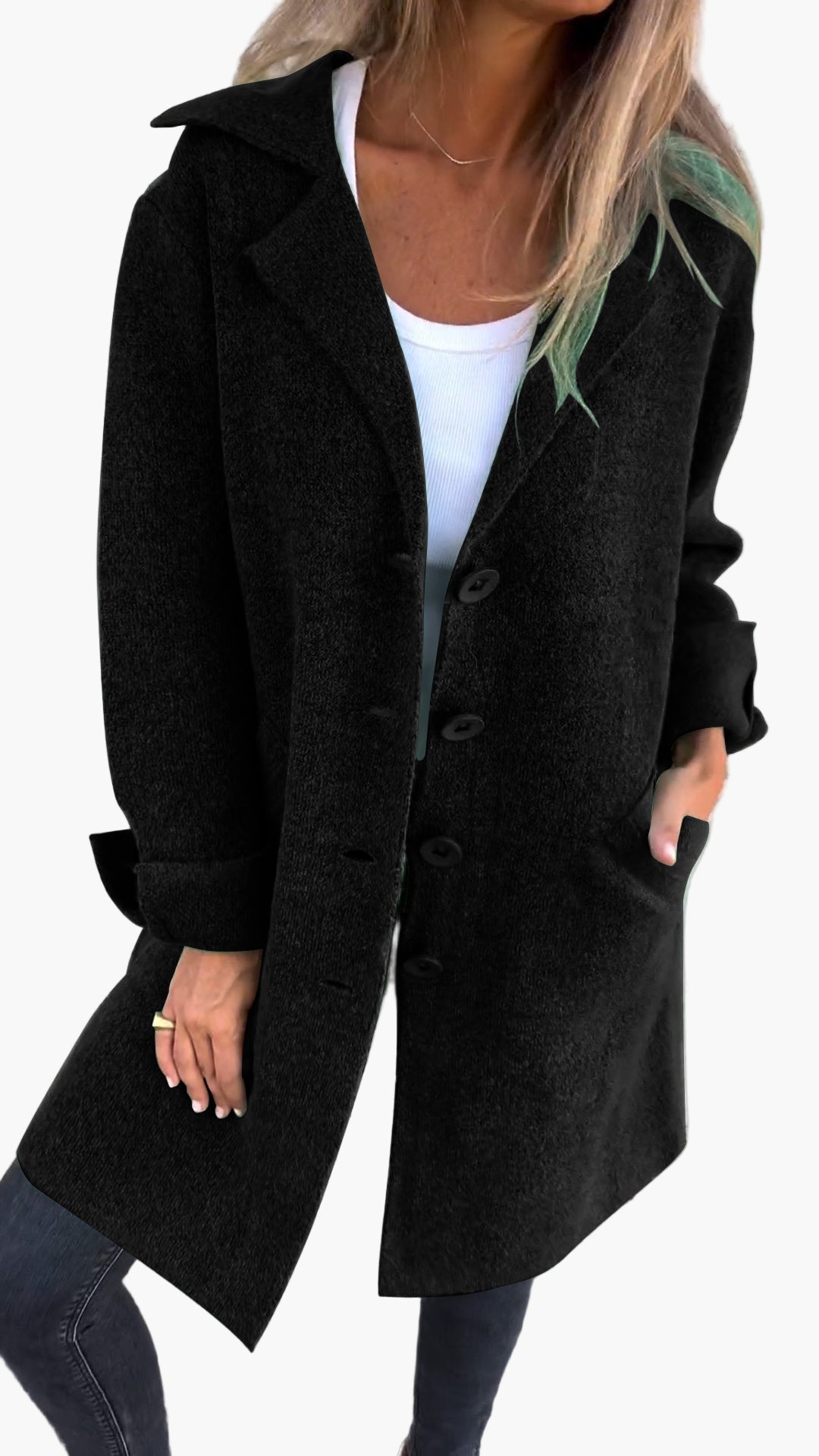 Damen Mantel Relaxed Fit Button-Front