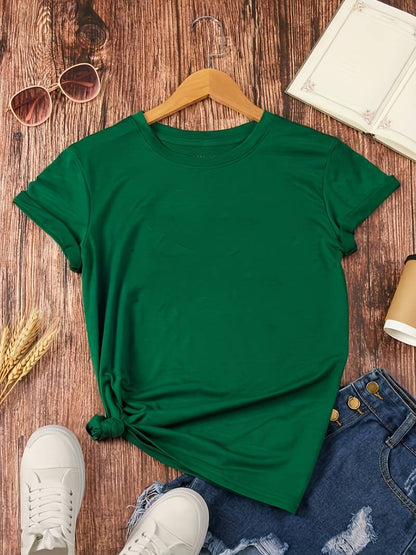 Eveloria Damen Rundhals T-Shirt Einfach Weiß