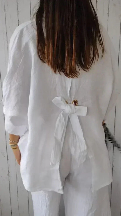 Damen Bluse Elegante Baumwolle Weiß