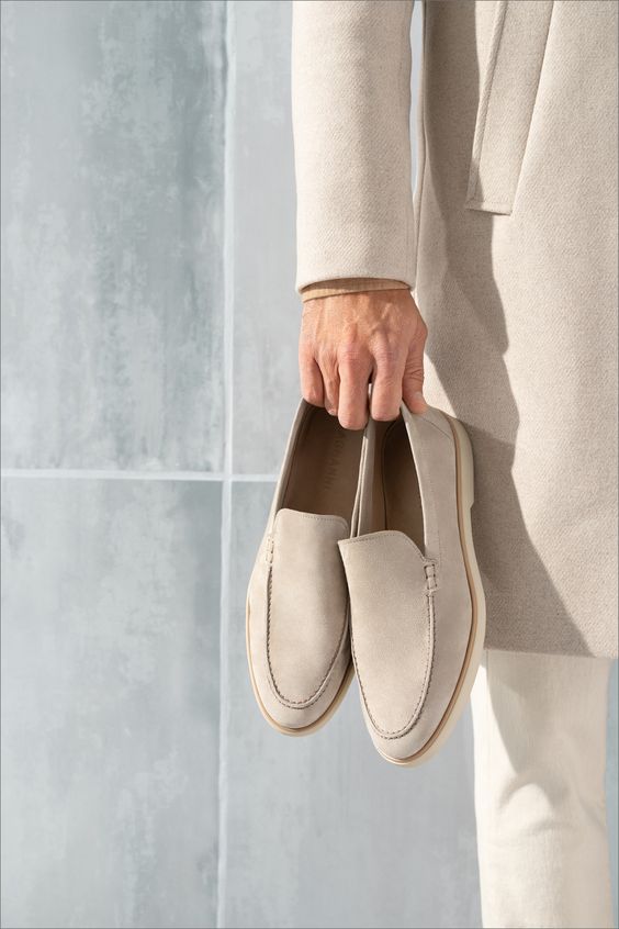 Herren Loafer Wildleder Hochwertig Braun