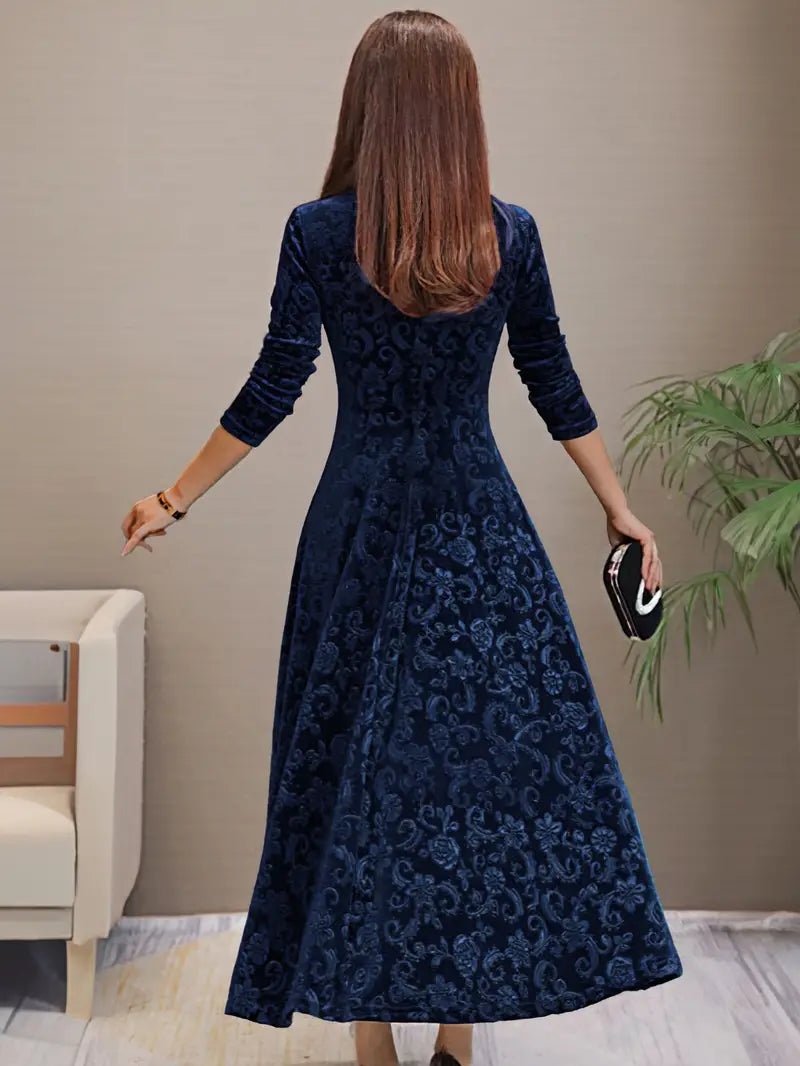 Damen Maxikleid Breiter Saum Falten Design