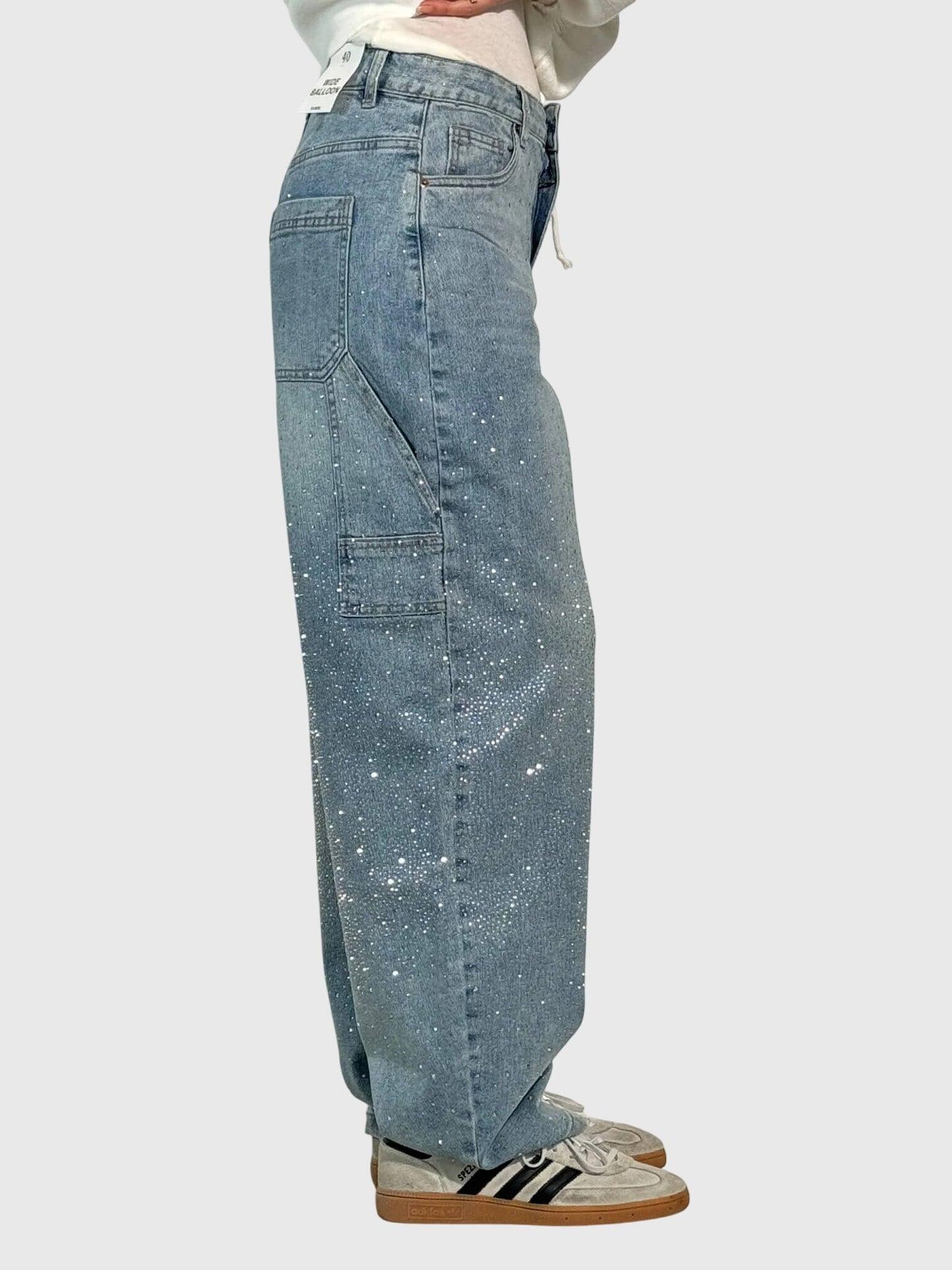 Damen Glänzende Diamant Jeans Hose