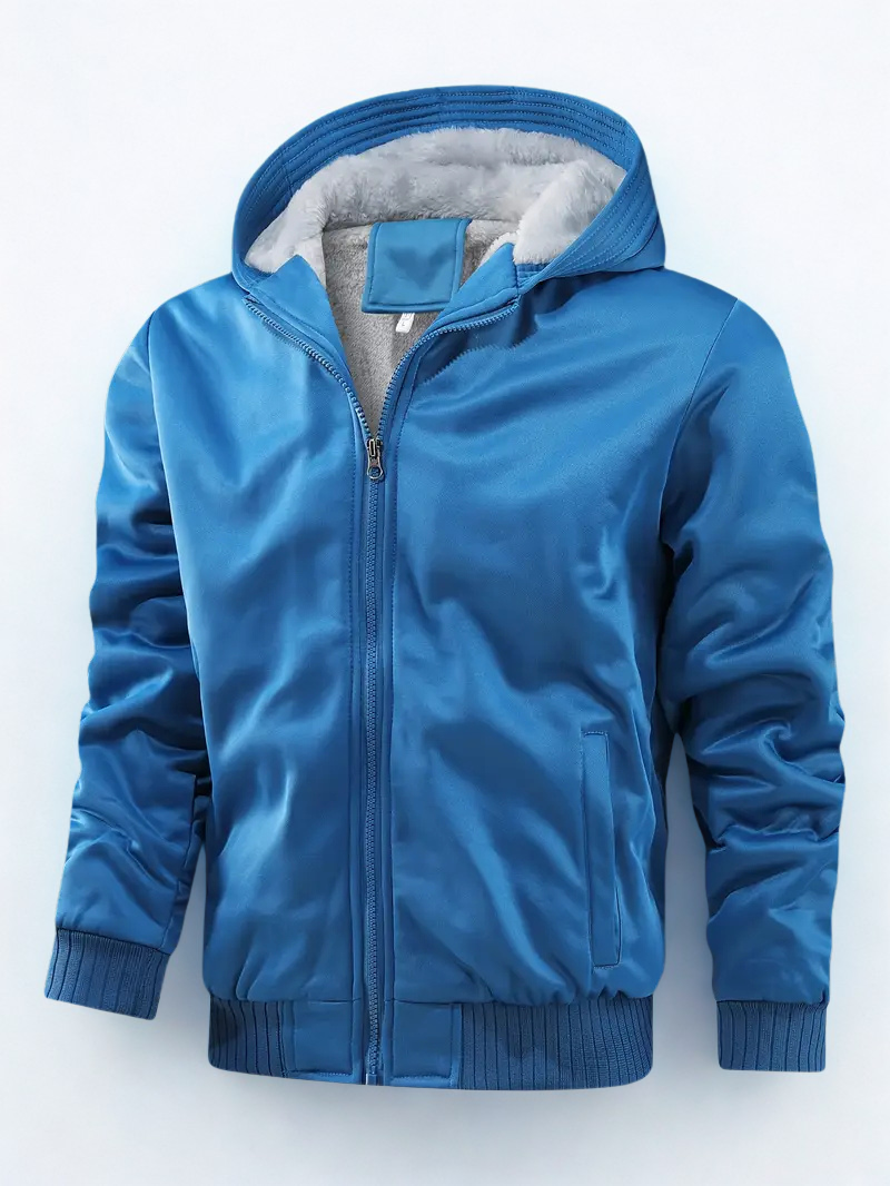 Herren Kapuzenjacke Fleece gefüttert Reißverschluss Uni-Farbe