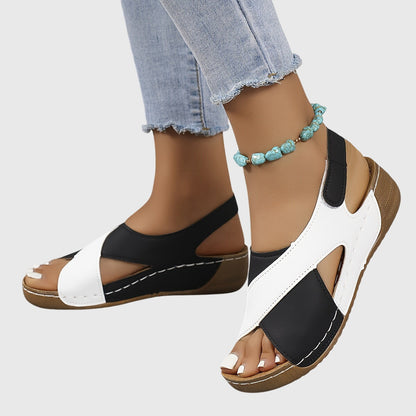 Damen Freizeit-Sandalen Offener Zehenbereich Zweifarbig