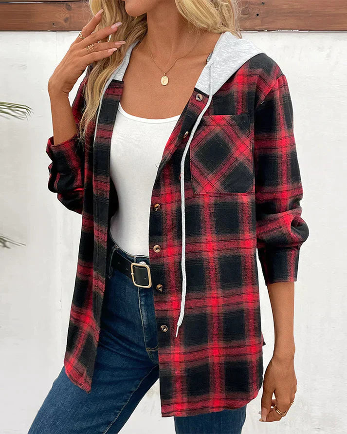 Eveloria Damen Kapuzenjacke Karomuster