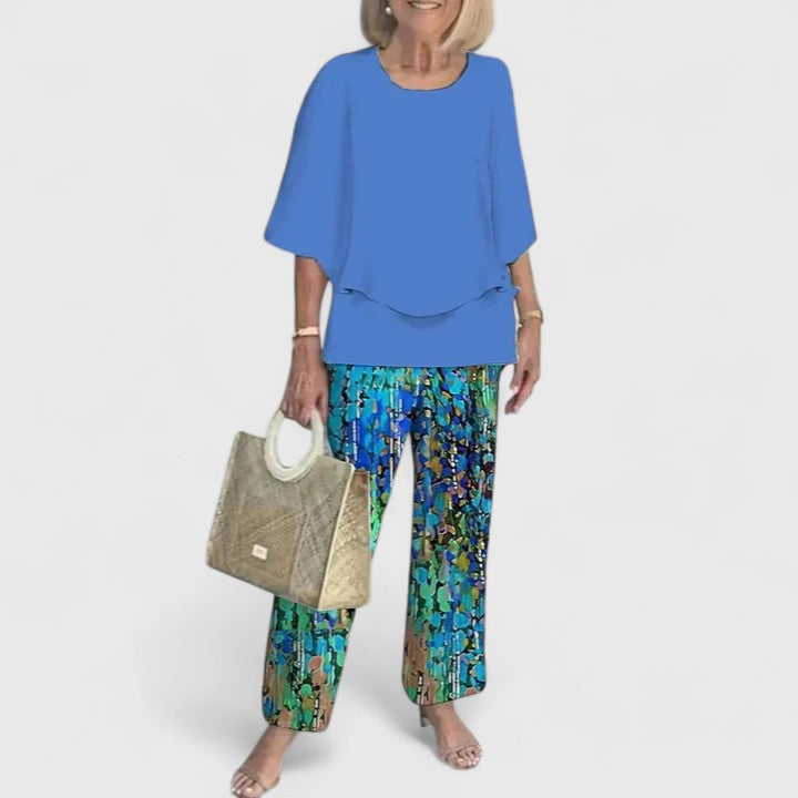 Damen Bedrucktes Hosen Set Zweiteiler