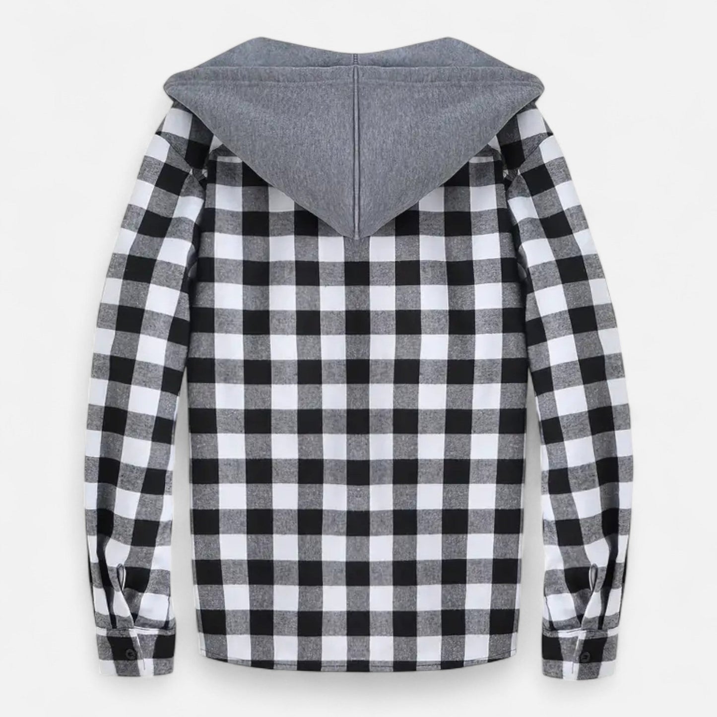 Jadon Herren Karo-Hoodie Knopfleiste Kordelzug