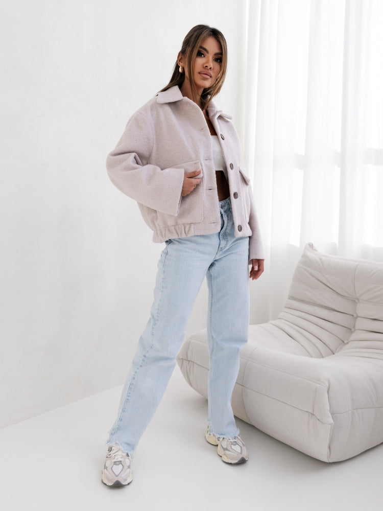 Damen Kurzjacke Große Taschen Alltag