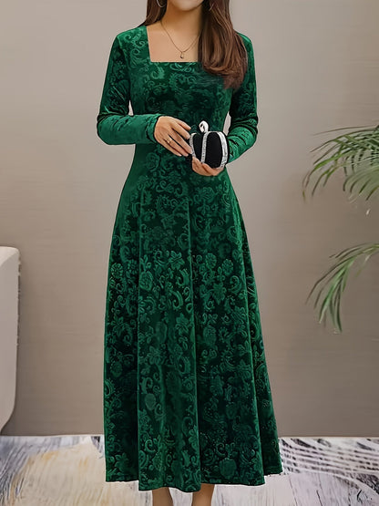 Damen Samt-Kleid Floralmuster Formell
